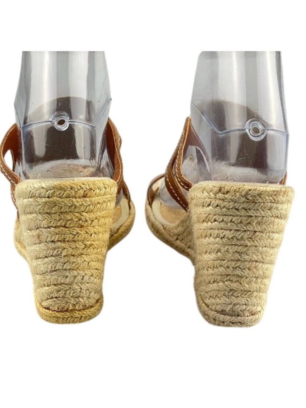 Lauren Ralph Lauren Womens Tan Leather Espadrille Wedge Sandals Size 8B - Picture 4 of 13